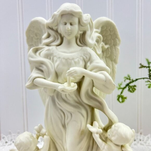 Partylite Holiday Taper Candleholder Figurine Statue Bisque "Angel Of Light" - Picture 6 of 11